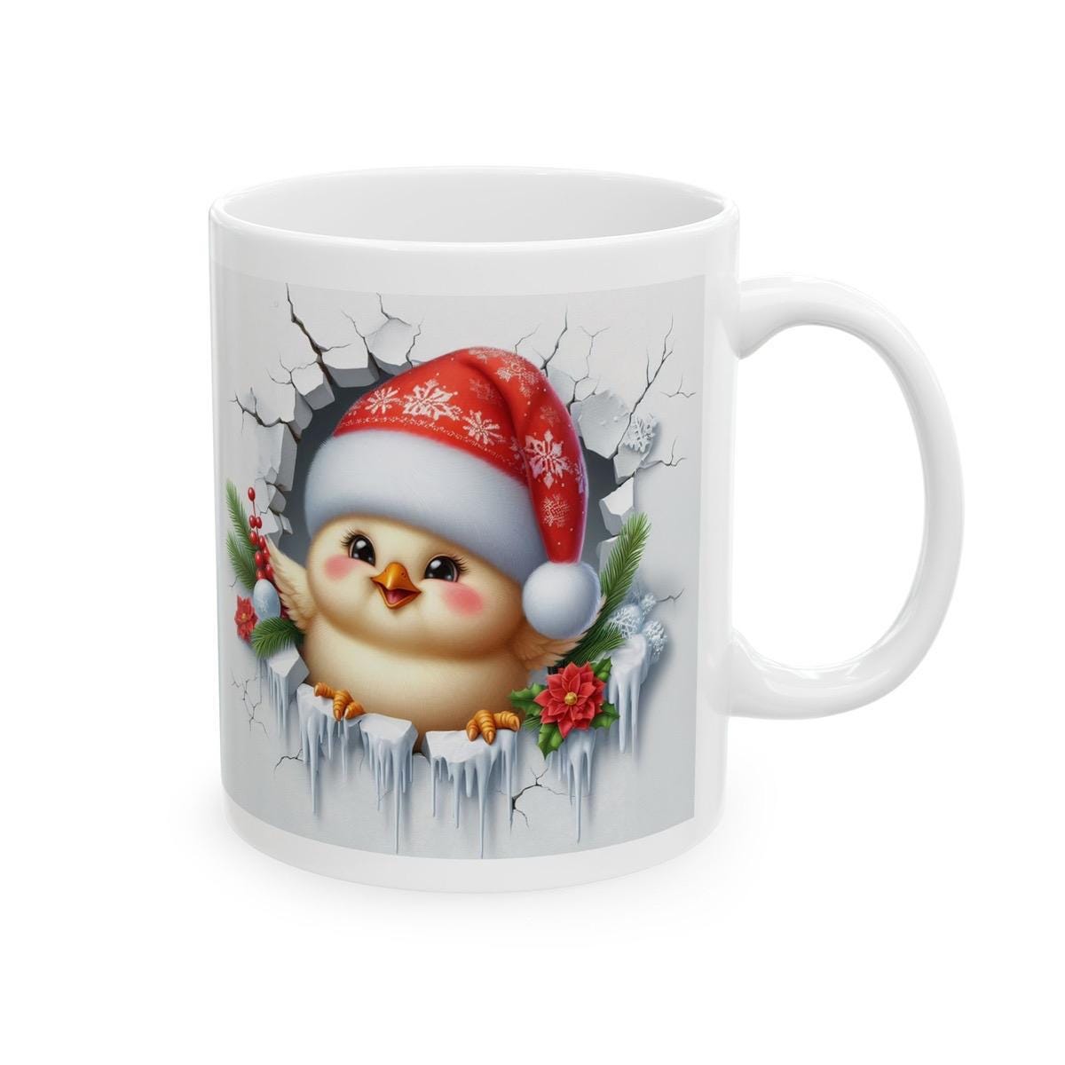 Christmas baby chicken bird 3d mug - perfect for your morning drinks - drinkware, tumblers cup reusable washable bottles reuse ceramic coffe
