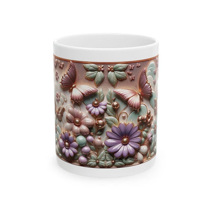 Metallic butterfly 3d mug - perfect for coffee and tea - drinkware, tumblers cup ceramic bottles washable reusable reuse xmas mugs festive c