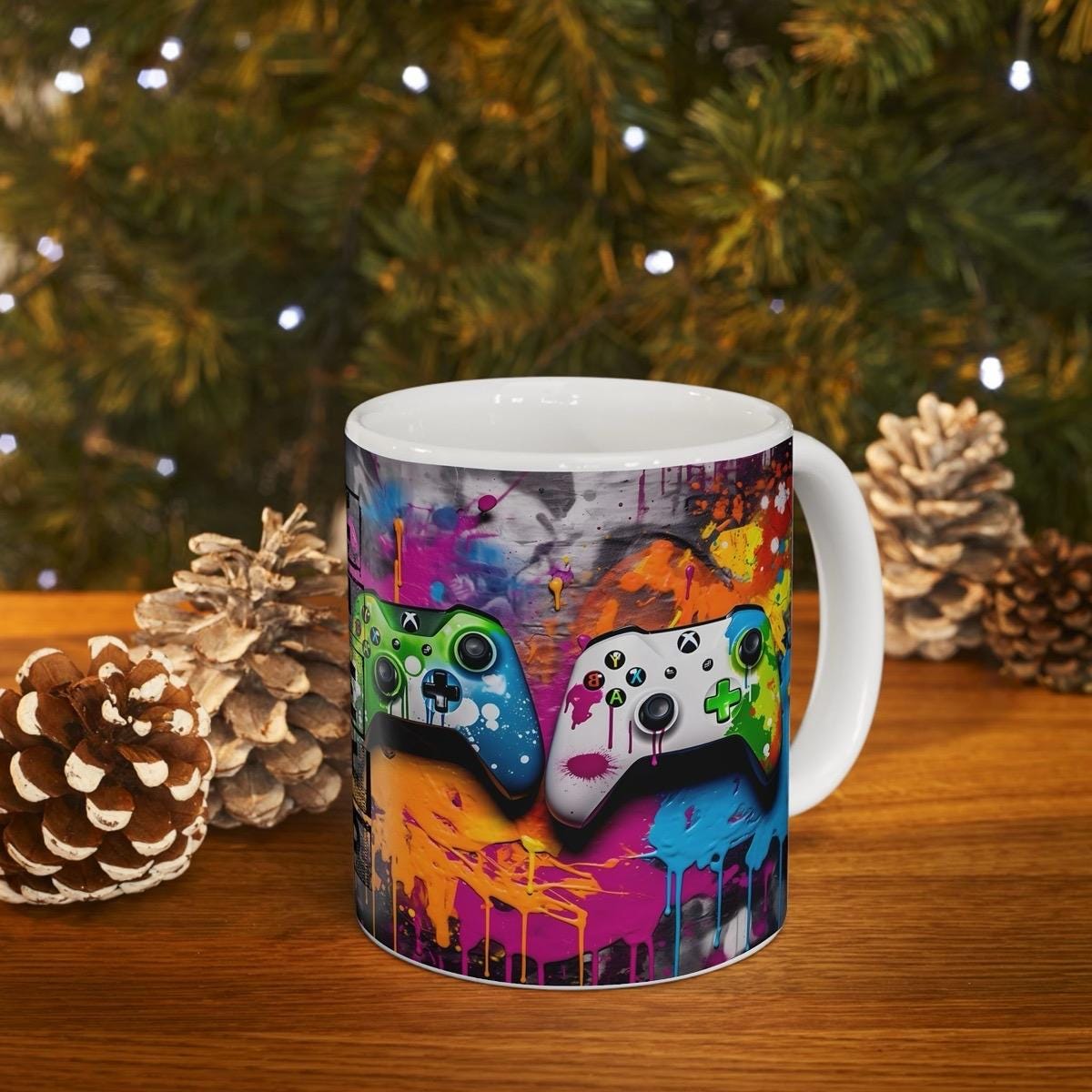 Xbox lover style gamer mug with neon design - perfect for gaming and coffee lovers, drinkware, cup tumblers ceramic washable reuse reusable