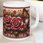 Roses and butterflies 3d mug - ideal for coffee and tea - drinkware, tumblers cup bottles reusable washable ceramic xmas mugs festive