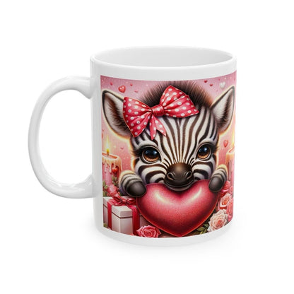 Cute zebra heart valentine’s day mug - perfect for valentine’s day celebration - tumblers, drinkware cup bottles washable reusable ceram
