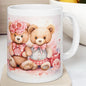 Two cute bear mug - valentines - xmas christmas - mugs gifts - perfect for drinks - drinkware, tumblers reusable cup reuse washable ceramic