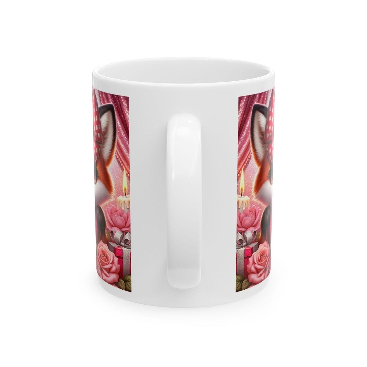 Cute fox valentine's day mug - heart design for drinks - drinkware, tumblers cup washable coffee ceramic bottles reusable reuse girly valent