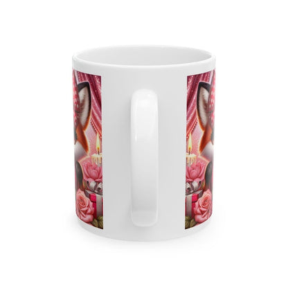 Cute fox valentine's day mug - heart design for drinks - drinkware, tumblers cup washable coffee ceramic bottles reusable reuse girly valent