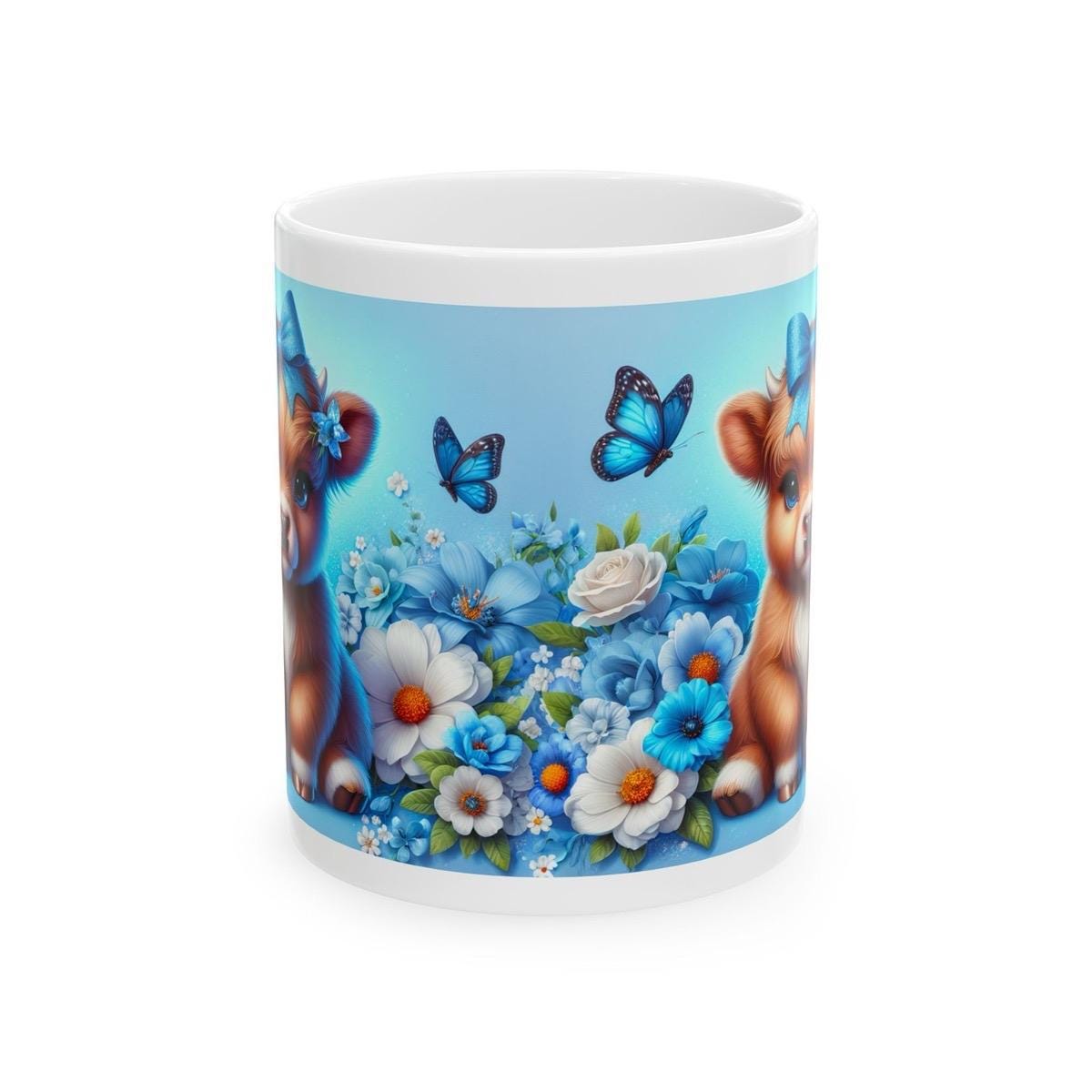 Cute highland cow blue 3d mug perfect for your morning drinks - tumblers, drinkware cup coffee washable reusable ceramic reuse xmas mugs tea