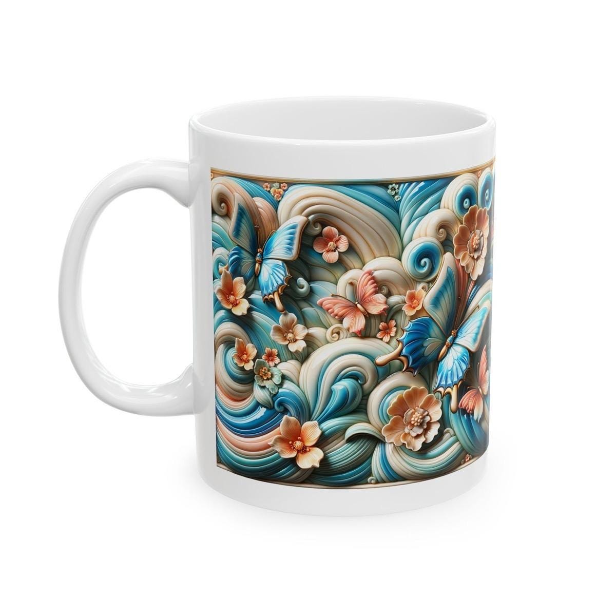 Butterfly 3d mug - perfect for your morning drinks - drinkware, tumblers cup reusable washable ceramic reuse coffee xmas mugs tea festive cu