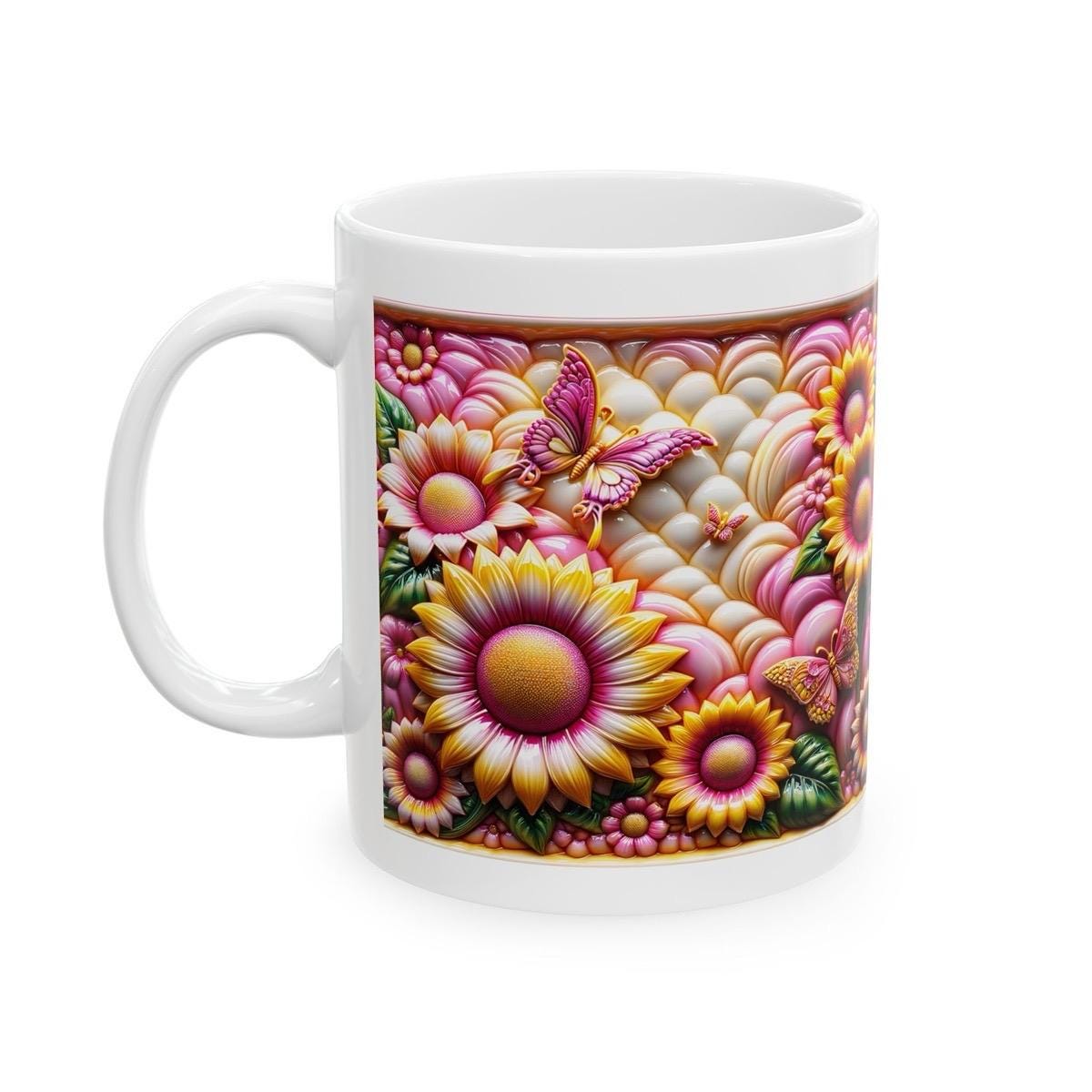 Summer flowers dreams butterfly 3d mug - perfect for your morning drinks - tumblers, drinkware reusable washable cup reuse coffee ceramic