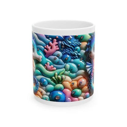 Seahorse serenity cute 3d mug - perfect for your morning drinks - drinkware, tumblers cup bottles washable reusable reuse ceramic coffee xma