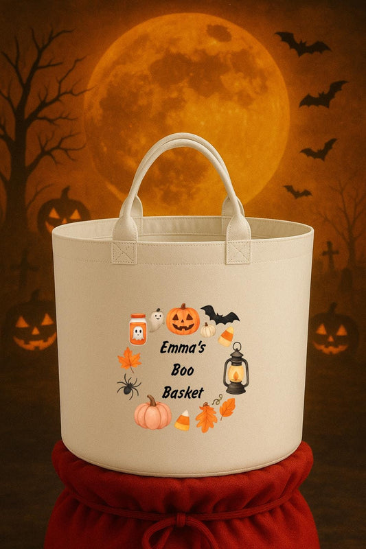 Personalised boo basket storage Felt Trug, perfect gifts girls kids gift fun storage basket trugs toy storage cute friend mum Halloween