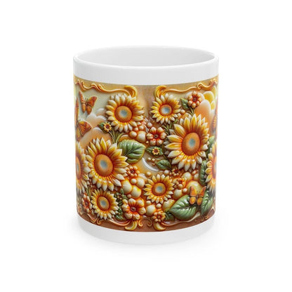 Sunflower autumn 3d mug - perfect for your morning drinks - tumblers, drinkware cup washable reusable bottles ceramic reuse coffee xmas