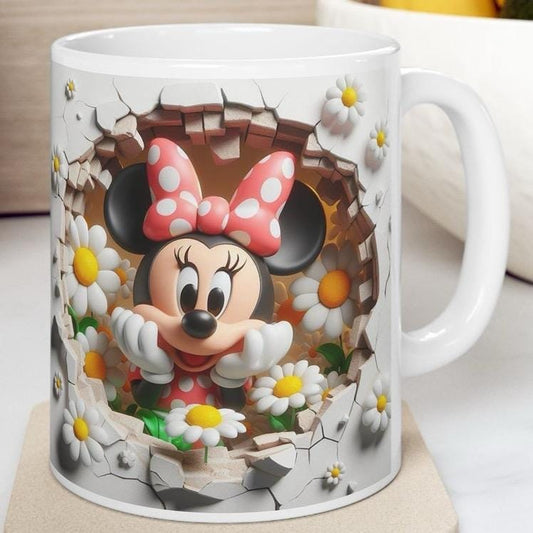 Christmas secret santa gift - minnie style 3d mug for drinks - reusable, drinkware reuse cup tumblers washable ceramic coffee xmas mugs tea