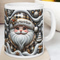 3d festive santa mug - cozy holiday design with gold and gray accents - perfect christmas gift - drinkware reuse reusable washable coffee cu