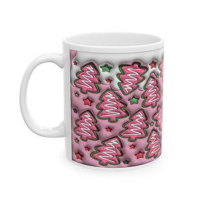 3d mug of pink christmas tree for hot and cold drinks - drinkware, cup reusable tumblers ceramic washable bottles reuse coffee fun mugs xmas
