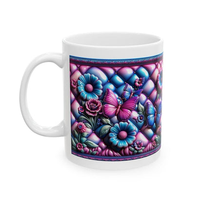Pink blue butterfly 3d mug - perfect for your morning drinks - drinkware, tumblers cup bottles reusable washable coffee reuse ceramic xmas m