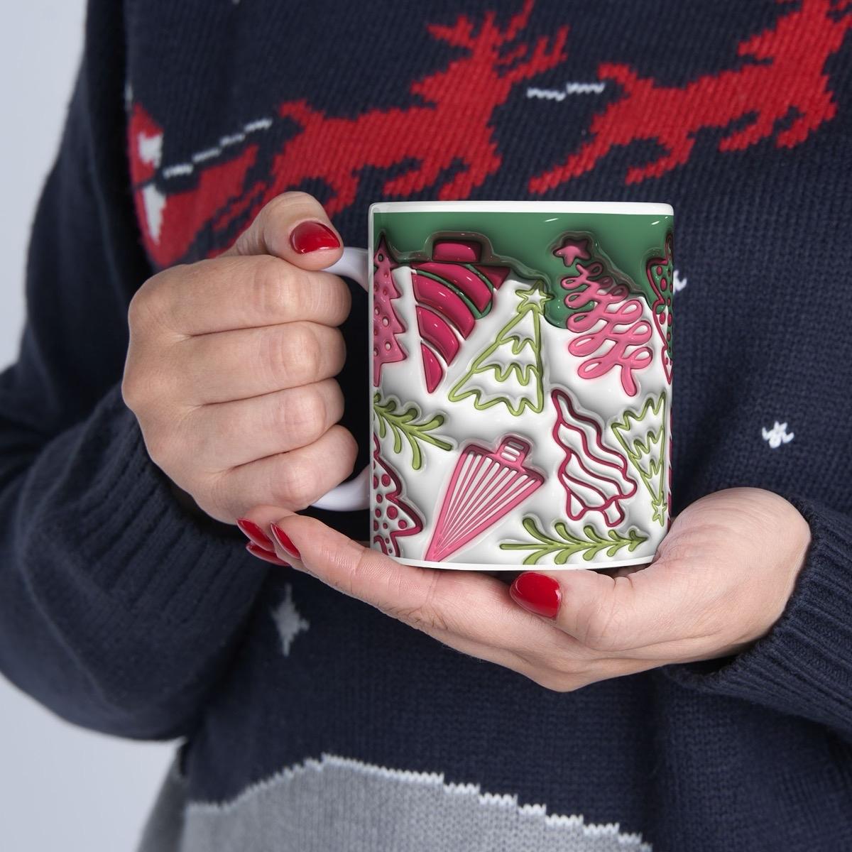 3d christmas tree mug gift - reusable and perfect for drinks - drinkware washable ceramic cup tumblers reuse coffee obsession xmas mugs tea