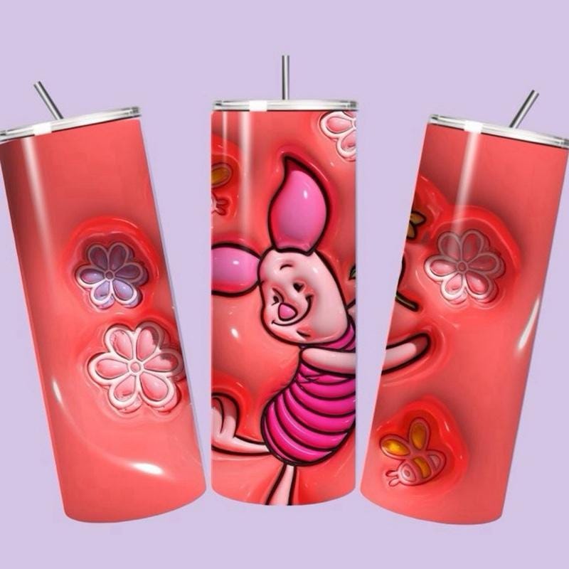 Piglet winnie pooh tumbler 20oz - cute design for drinking enthusiasts - portable flask for on-the-go beverages drinkware mug water bottles
