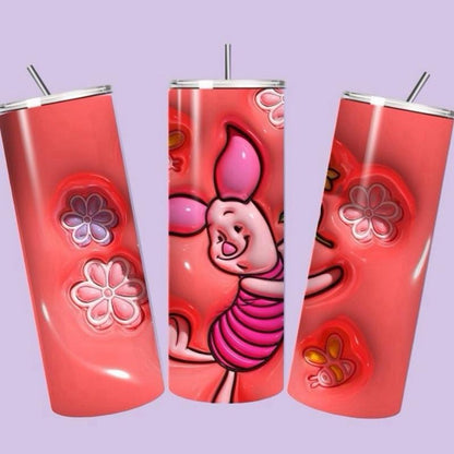 Piglet winnie pooh tumbler 20oz - cute design for drinking enthusiasts - portable flask for on-the-go beverages drinkware mug water bottles