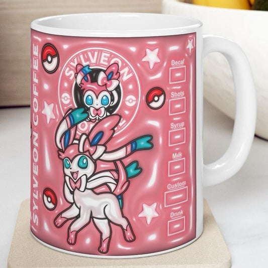 Slyveon style mug gift - perfect for coffee and tea - cup, drinkware tumblers bottles reusable washable ceramic reuse cute girly funny gifts