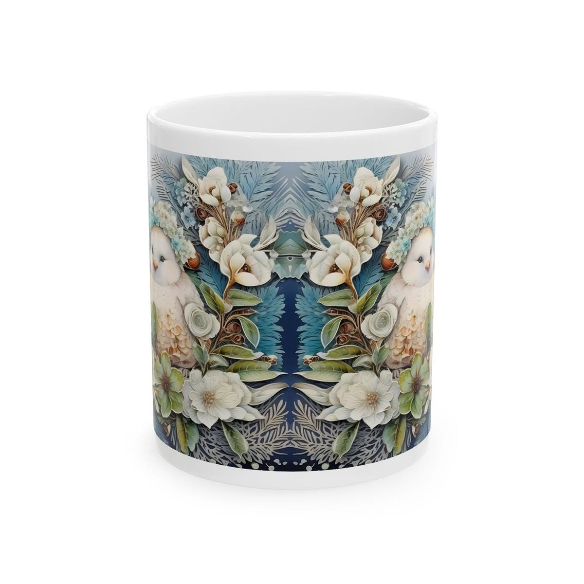 Winter songbirds mug - perfect christmas gift for secret santa or stocking filler drinkware tumbler washable reuse cup ceramic reusable coff