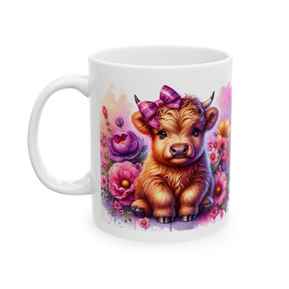Cute pink baby highland cow 3d mug - perfect for drinks - drinkware, tumblers cup bottles reusable washable coffee ceramic reuse xmas mugs t