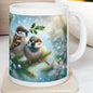 Christmas themed mug with sparrows - perfect for your morning drinks - tumblers, drinkware cup ceramic reusable bottles coffee reuse washabl