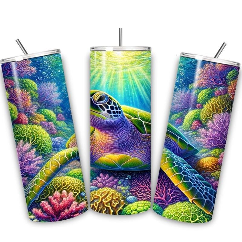 Turtle cute water sea ocean tumbler 20oz - wildlife style stainless steel vacuum flask cup drinkware mug bottles portable gifts insulated th