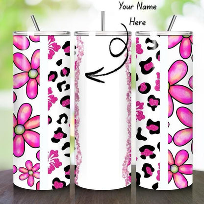 Personalised tumbler floral leopard print style 20oz - perfect for on-the-go hydration - vacuum flask - cup drinkware mug bottles water bott