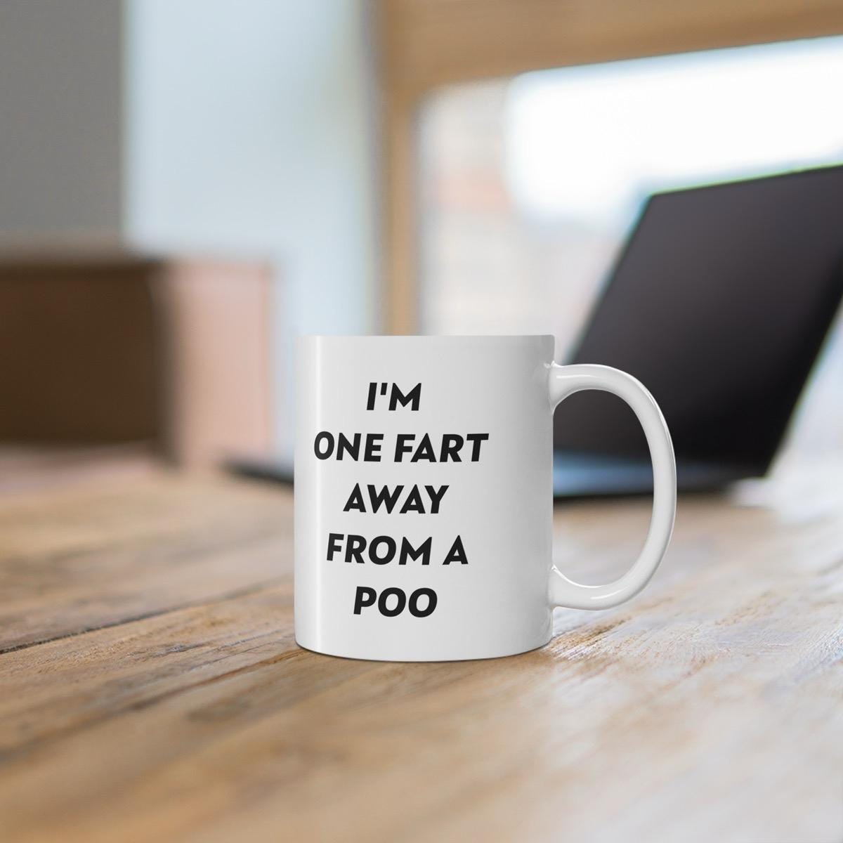 I'm one fart away from a poo mug - funny gift for your bathroom essential drinkware printed reusable ceramic coffee washable reuse tumbler c