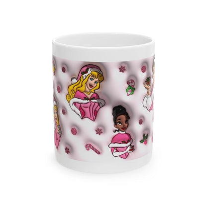 Cute princess character christmas mug - perfect xmas festive gift for secret santa - cup, drinkware tumblers reusable washable reuse ceramic