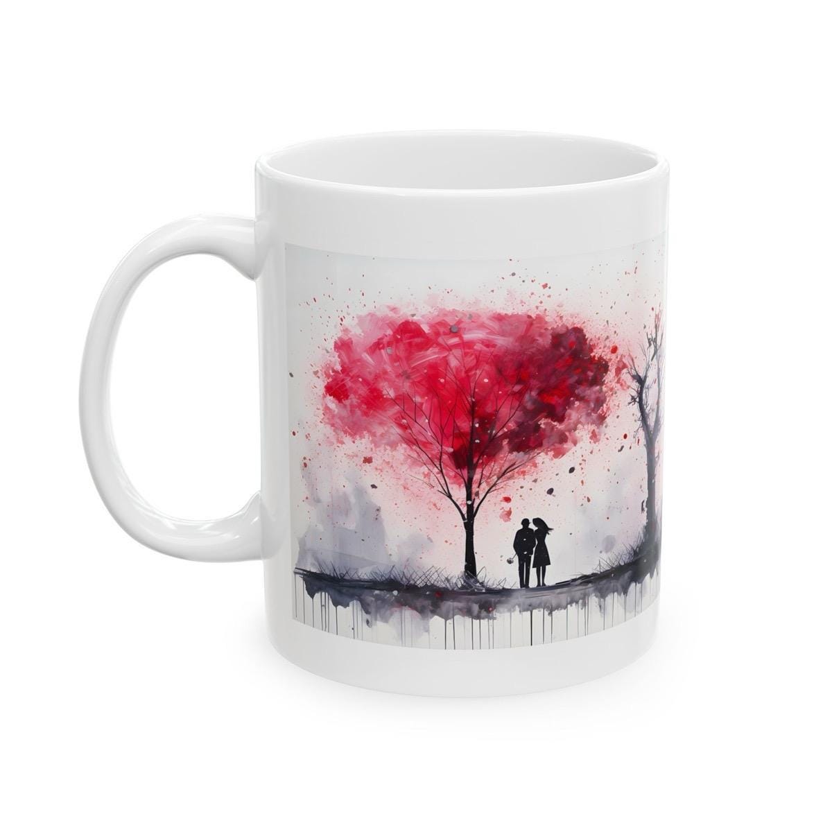 Couple mug under love tree hearts - xmas valentine's christmas present secret santa stocking filler drinkware washable reuse ceramic cup reu