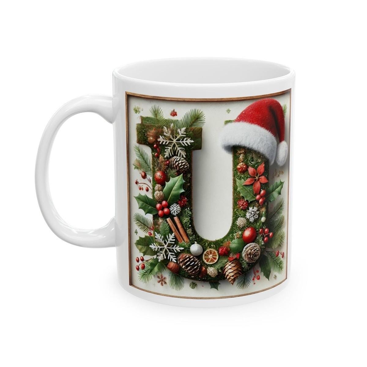 Personalised 'u' edition christmas mug - unique gift for xmas - stocking filler - drinkware washable reusable reuse ceramic cup tumbler coff