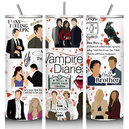 Vampire diaries tumbler 20oz - perfect for on-the-go hydration - vacuum flask - cup drinkware mug bottles water bottles bottled portable gif