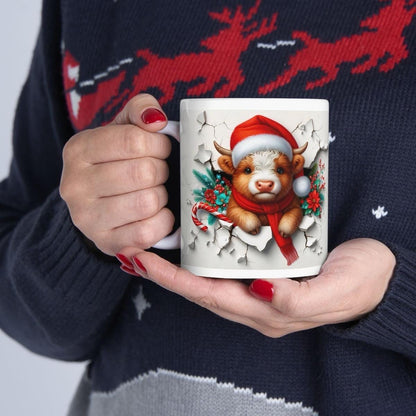 Cute highland cow 3d mug - perfect for christmas - drinkware washable reusable cup tumbler ceramic reuse coffee xmas mugs tea festive gifts