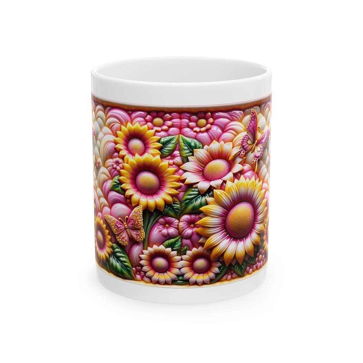 Summer flowers dreams butterfly 3d mug - perfect for your morning drinks - tumblers, drinkware reusable washable cup reuse coffee ceramic