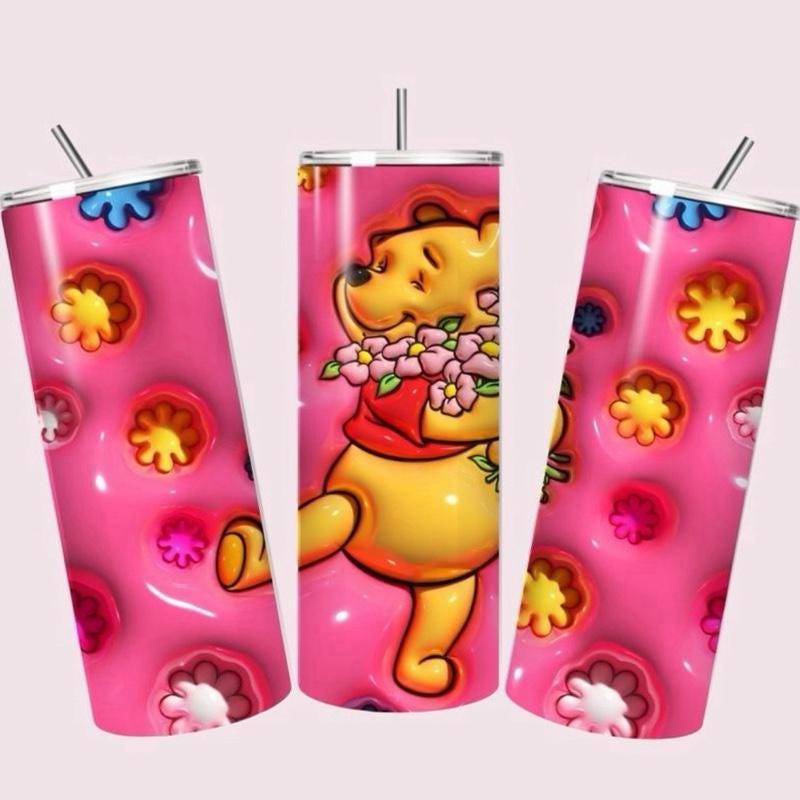 Winnie pooh tumbler 20oz pink - cute design for drinking enthusiasts - portable flask for on-the-go beverages drinkware mug water bottles bo