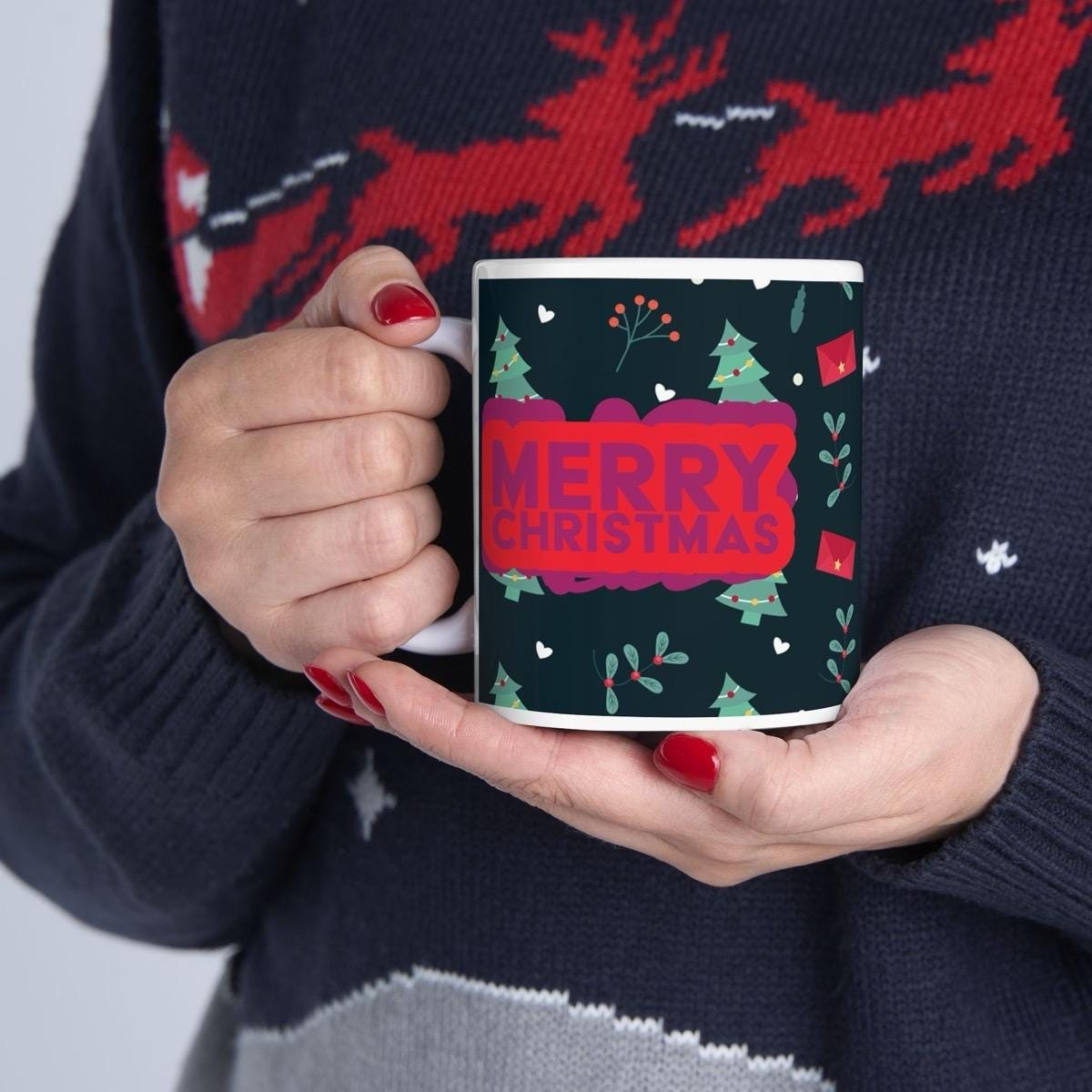 Cute xmas mug merry christmas mug for festive beverages - drinkware reusable washable reuse tumbler cup ceramic coffee tea xmas mugs secret