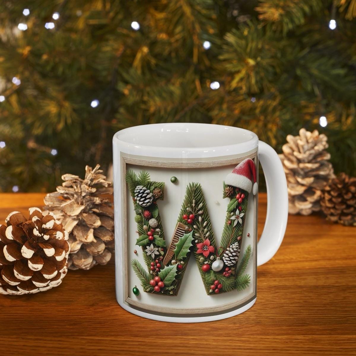 Personalised 'w' edition christmas mug - unique gift for xmas - stocking filler - drinkware washable reusable reuse ceramic cup tumbler coff