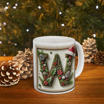 Personalised 'w' edition christmas mug - unique gift for xmas - stocking filler - drinkware washable reusable reuse ceramic cup tumbler coff