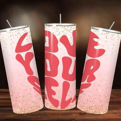Love yourself self-love mental health cute tumbler - 20oz perfect gift for her birthday or xmas -, drinkware mug mugs gifts girly heart vale