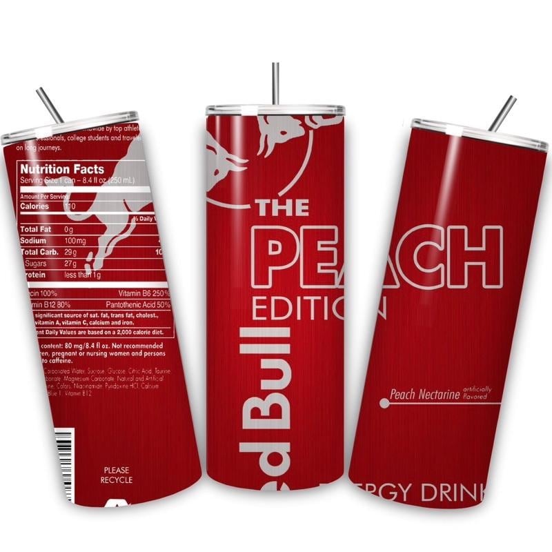 Red bull peach edition 20oz - perfect for on-the-go hydration - vacuum flask - cup drinkware mug bottles water bottles bottled portable gift