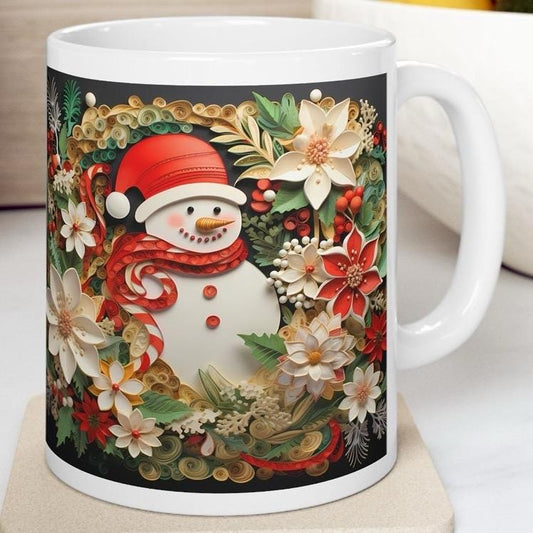 Snowman 3d mug - christmas gift for secret santa or stocking filler - reusable - drinkware cup tumblers washable reuse ceramic coffee xmas m