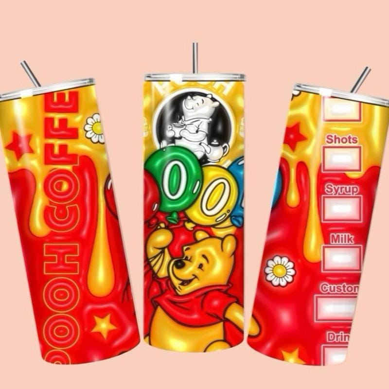 Winnie pooh tumbler 20oz - cute design for drinking enthusiasts - portable flask for on-the-go beverages drinkware mug water bottles bottled