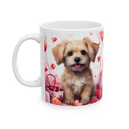 Cute puppy dog mug - perfect for your morning drinks - cup, drinkware tumblers washable ceramic coffee reusable reuse customized girly heart