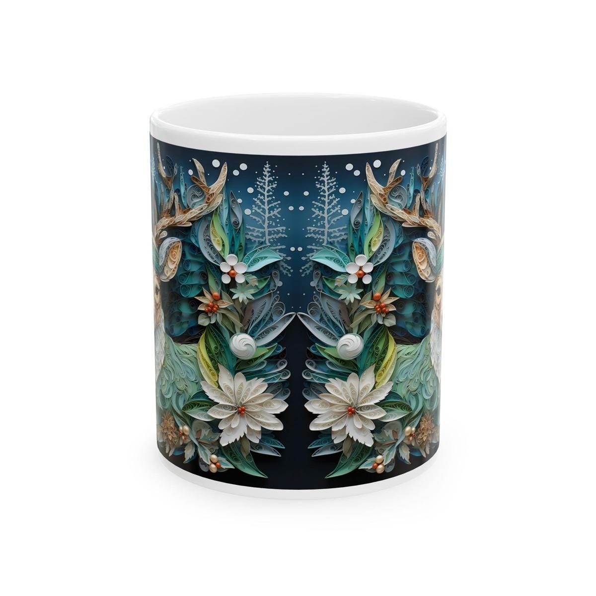 Mystical deer mug - christmas secret santa stocking filler - perfect gift for holidays - gifts drinkware tumbler reuse washable cup reusable