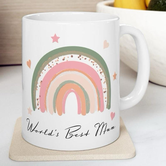 World's best mum mug - cute gift for mum's day and birthday - perfect for coffee or tea - drinkware and tumblers cup washable reusable ceram