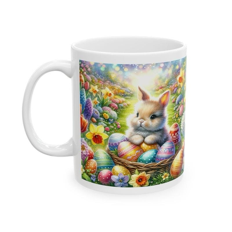 Easter bunny mug - cute gift for kids - perfect for hot drinks - drinkware, tumblers cup bottles reusable washable portable reuse ceramic co