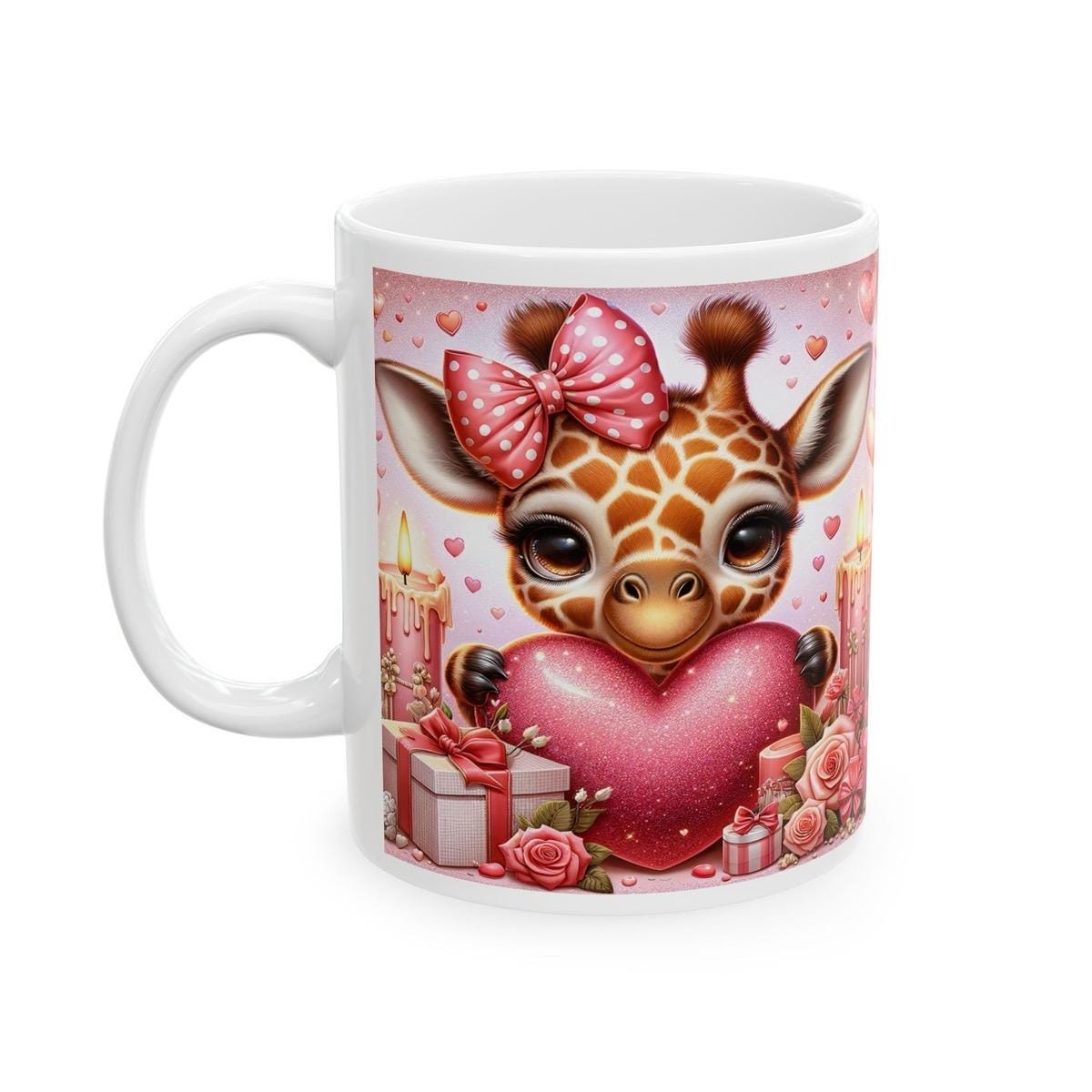 Cute giraffe valentine's mug for drinks - cup, drinkware tumblers bottles coffee washable reusable gifts reuse ceramic girly heart valentine