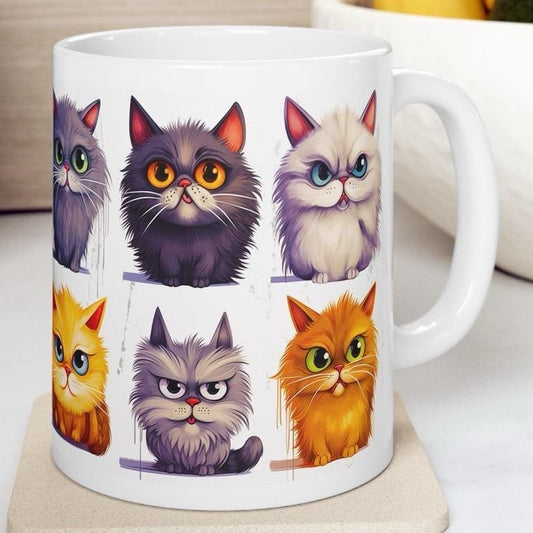 Funny cat mug - perfect gift for cat lovers, xmas christmas secret santa - drinkware kitten  reusable washable reuse ceramic coffee cup tumb
