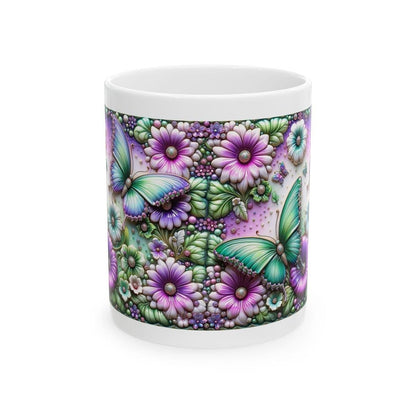 Purple magical butterfly flower 3d mug - perfect for coffee and tea - drinkware reusable tumbler washable cup reuse ceramic xmas mugs cute