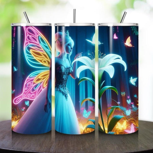 Fairy butterfly tumbler 20oz - perfect for on-the-go hydration - vacuum flask - cup drinkware mug bottles water bottles bottled portable gif